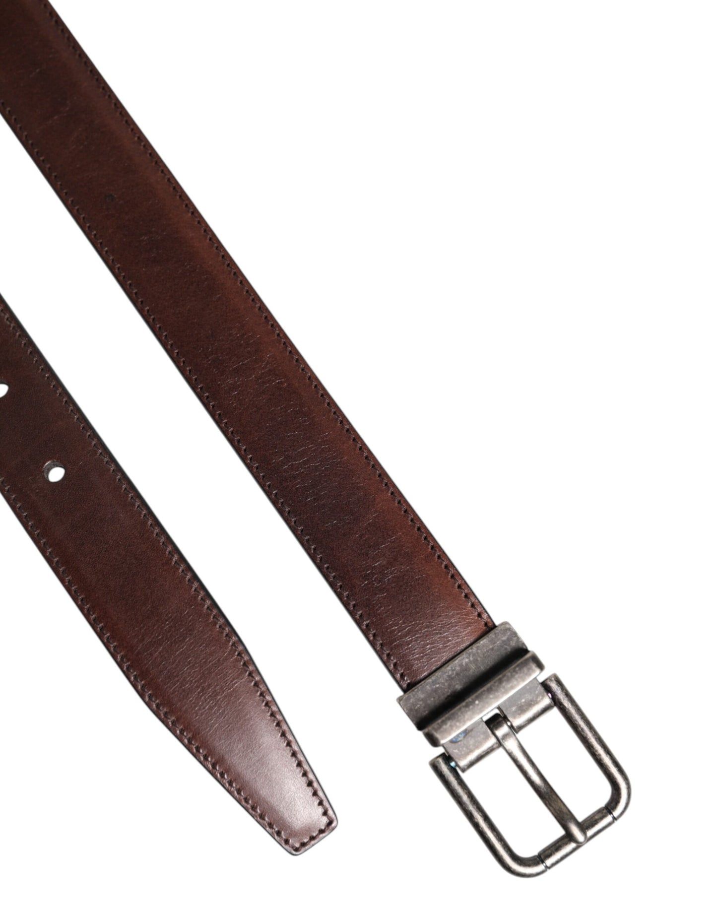 Brown Classic Calf Leather Metal Buckle Belt