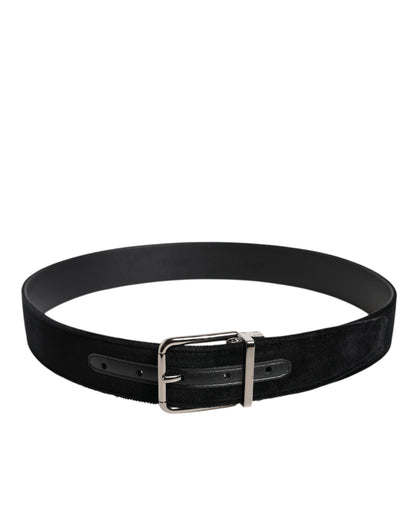 Black Cotton Silver Metal Buckle Belt