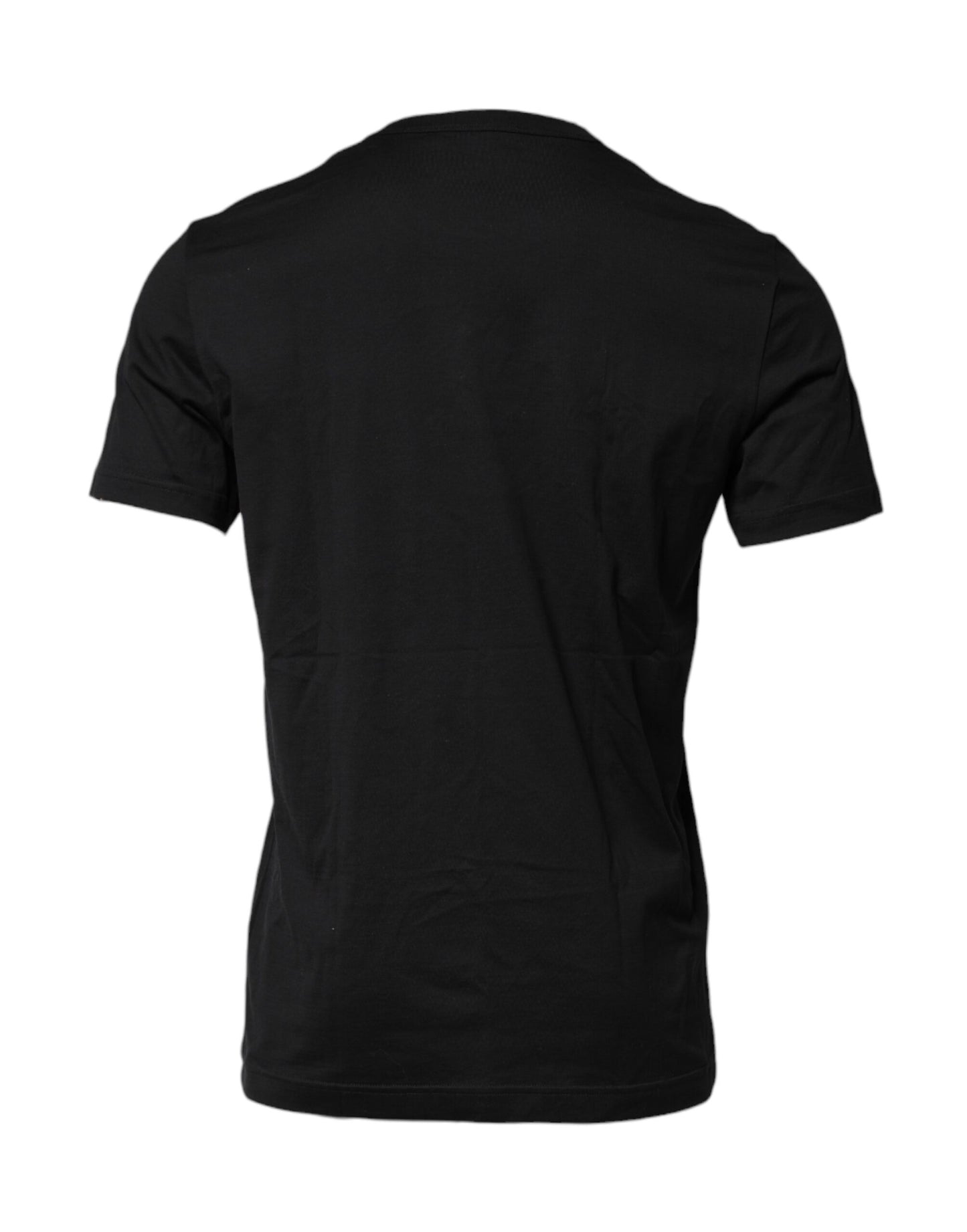 Black Cotton Embroidered Crew Neck T-shirt