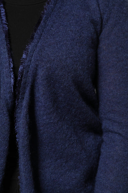 Dark Blue Long Sleeves Overcoat Cardigan Sweater