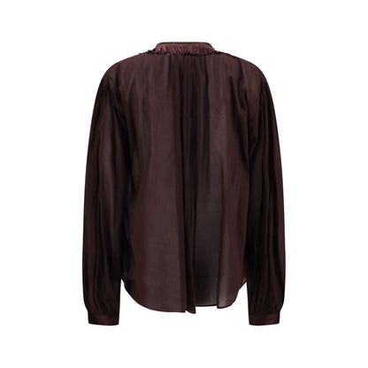 Shirt with fringed collar