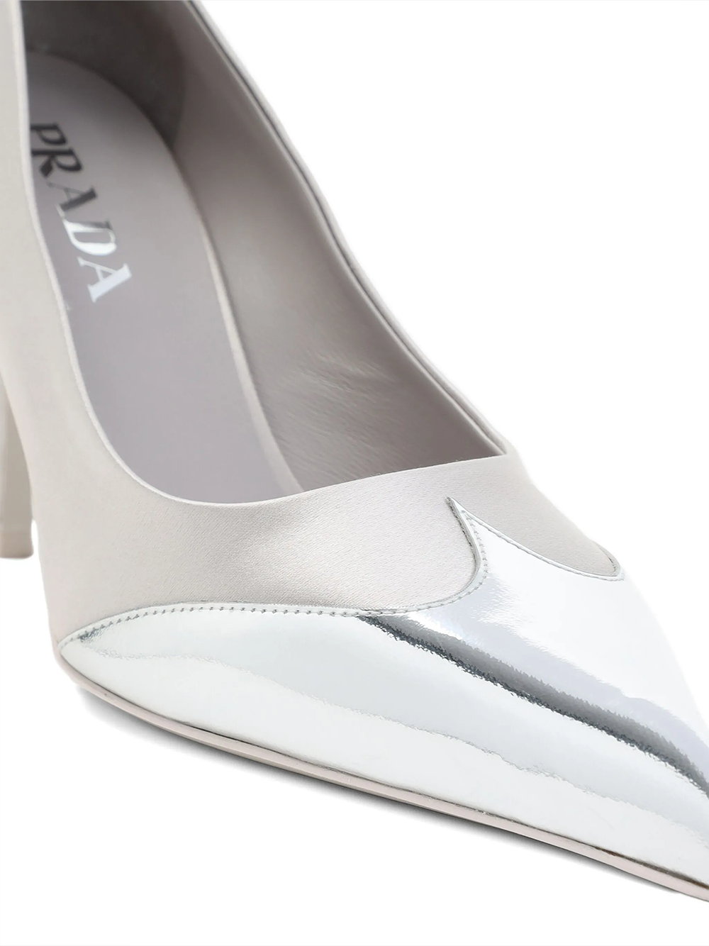 Satin And Metallic Silver Leather Pumps