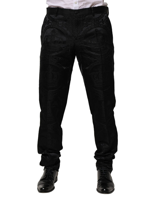 Black Cotton DG Crown Dress Pants