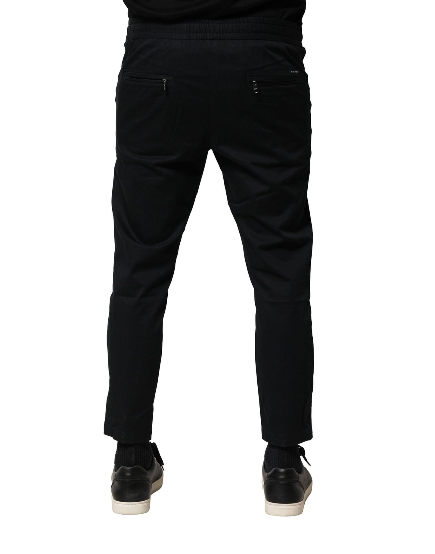 Black Cotton Mid Waist Jogger Pants