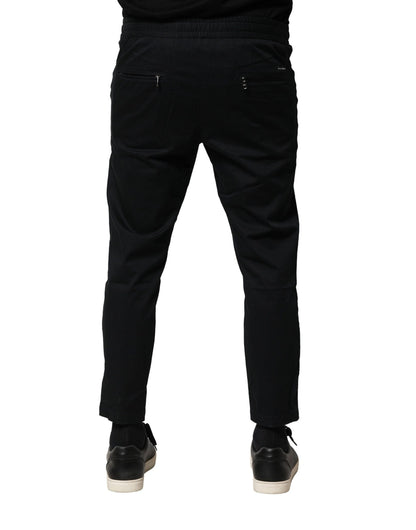 Black Cotton Mid Waist Jogger Pants