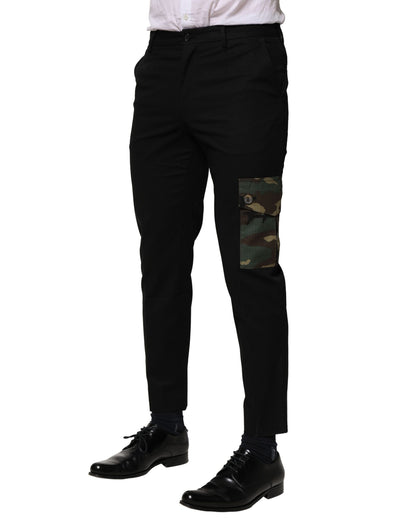 Black Cotton Cargo Dress Men Pants