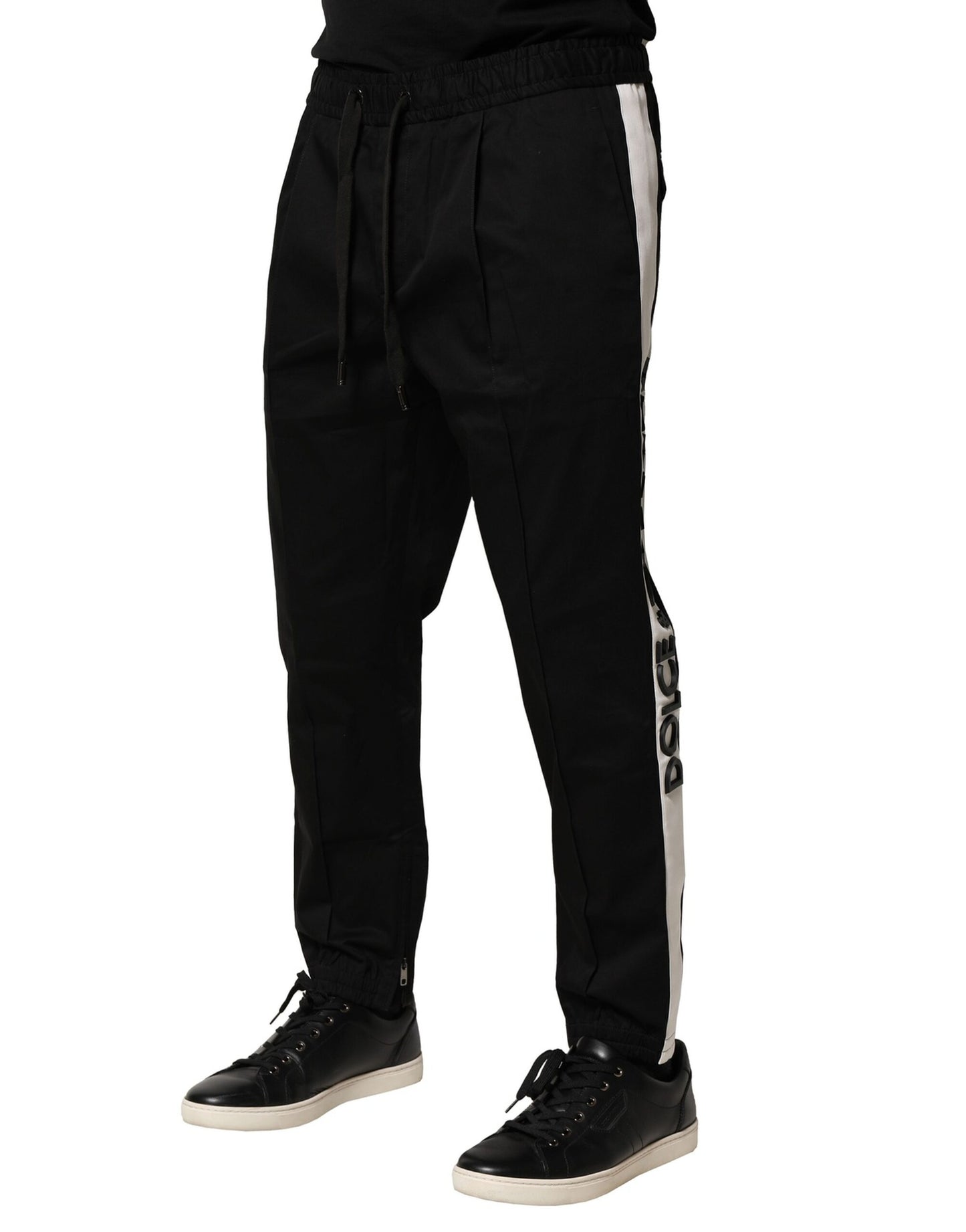 Black Cotton Mid Waist Jogger Pants