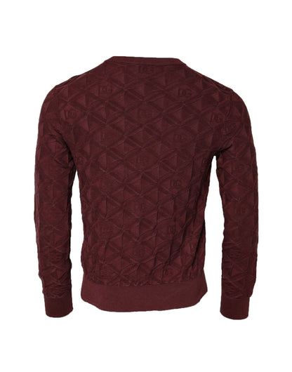 Bordeaux Silk Knit Crew Neck Pullover Sweater