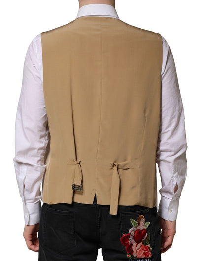 Beige Linen Dress Formal Men Waistcoat Vest