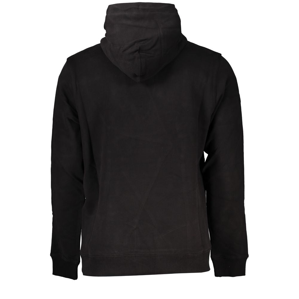 Black Cotton Men Sweater with Hood