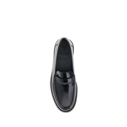 Black Calf Leather Bos Taurus Slip-On Loafers