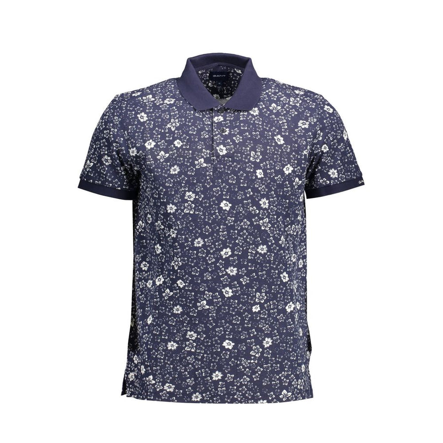 Blue Cotton Men Polo Shirt