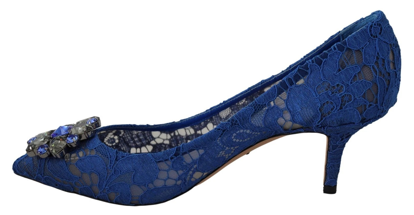 Blue Lace Crystal Ballet Pumps Shoes