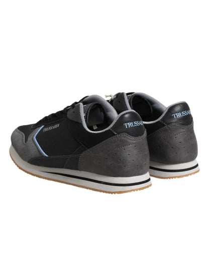 Black Gray Lace Up Low Top Casual Sneakers Shoes