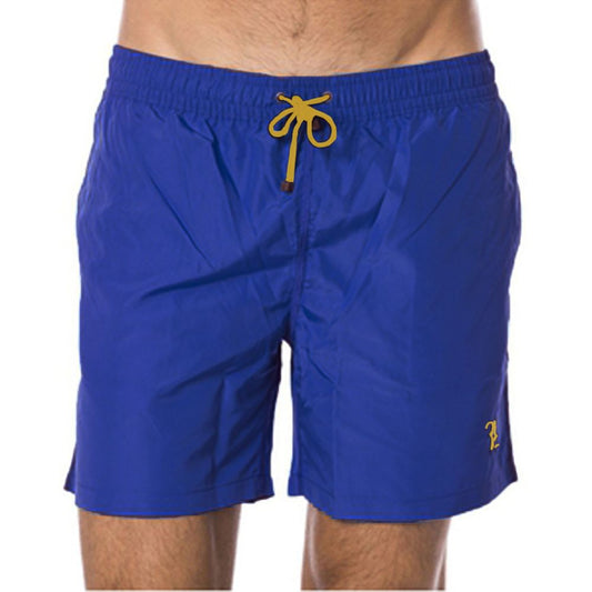 Blue Polyester Men Swim Trunk