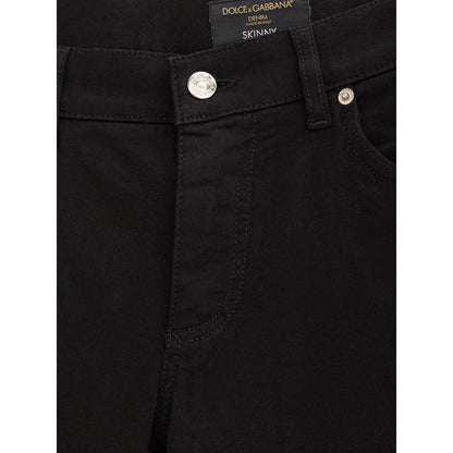 Black Cotton Skinny Jeans