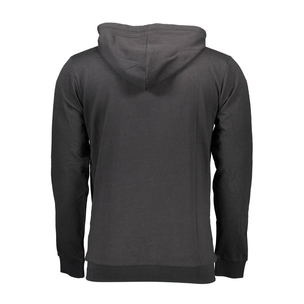 Black Cotton Men Hooded Sweater