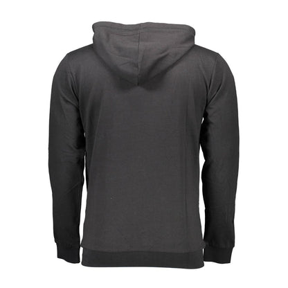Black Cotton Men Hooded Sweater