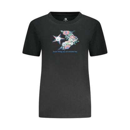 Black Cotton Women T-Shirt
