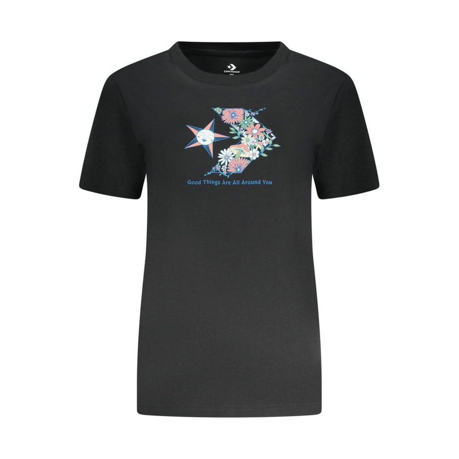 Black Cotton Women T-Shirt