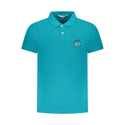 Light Blue Cotton Men Polo Shirt