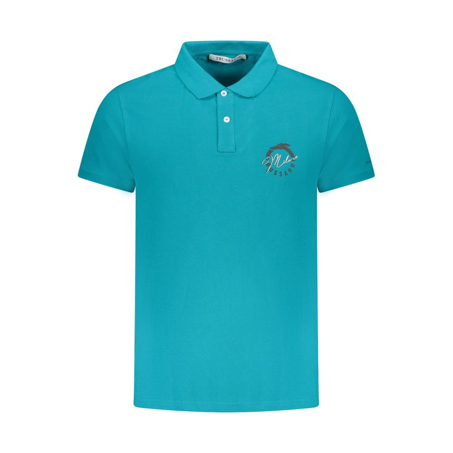 Light Blue Cotton Men Polo Shirt