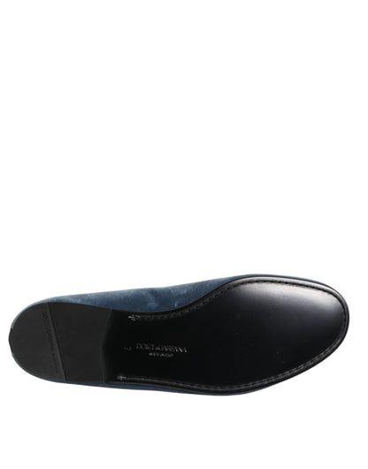 Blue Velvet DG Logo Loafers Formal Shoes