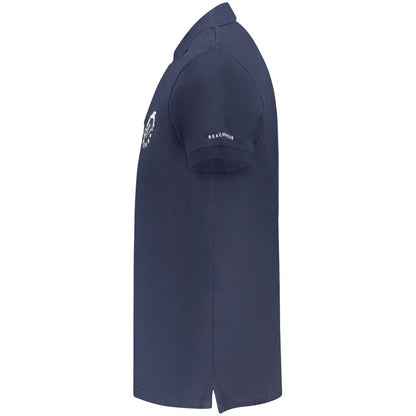 Blue Cotton Men Polo Shirt