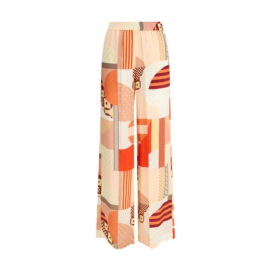 Patchwork print silk crepe Pants