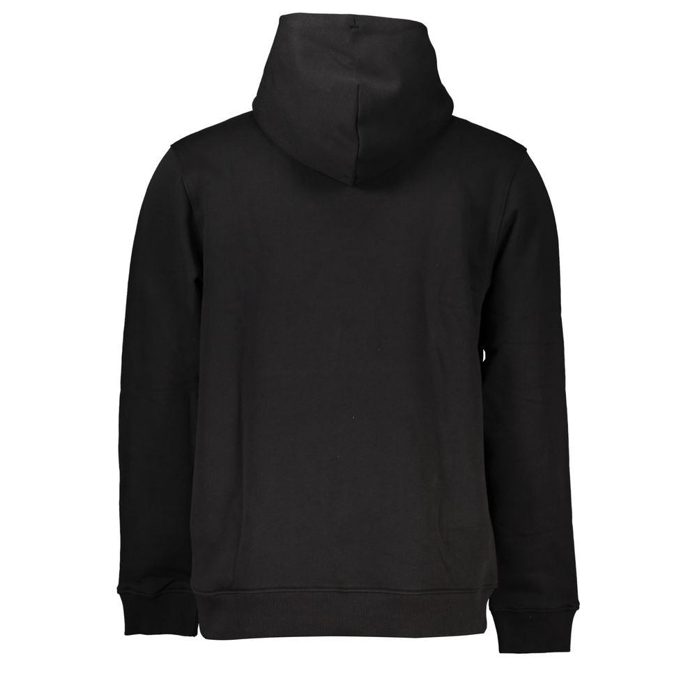 Black Cotton Men Sweater with Hood