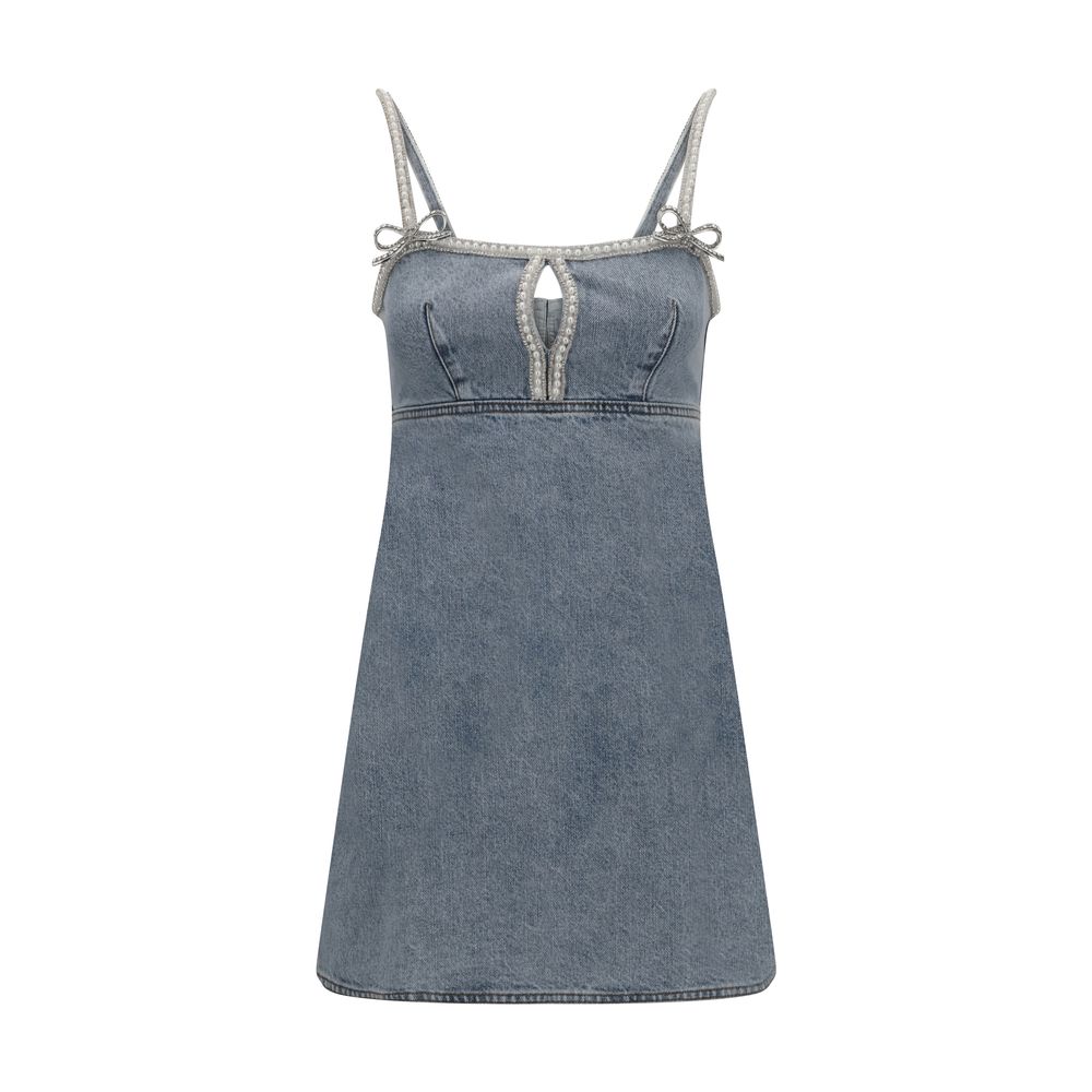 Denim mini Dress with pearls