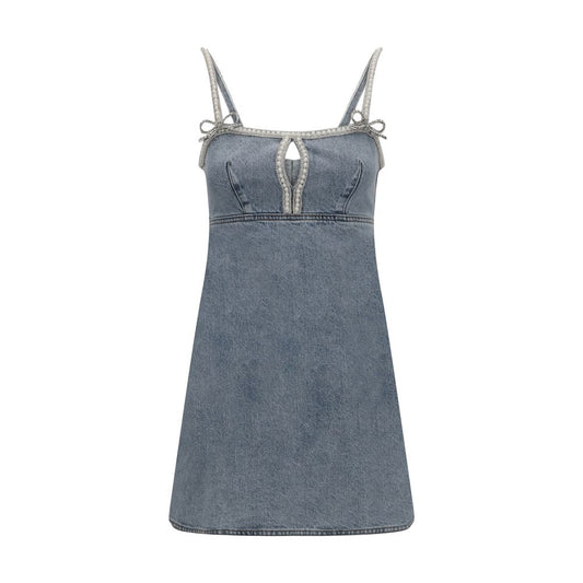 Denim mini Dress with pearls