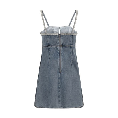 Denim mini Dress with pearls