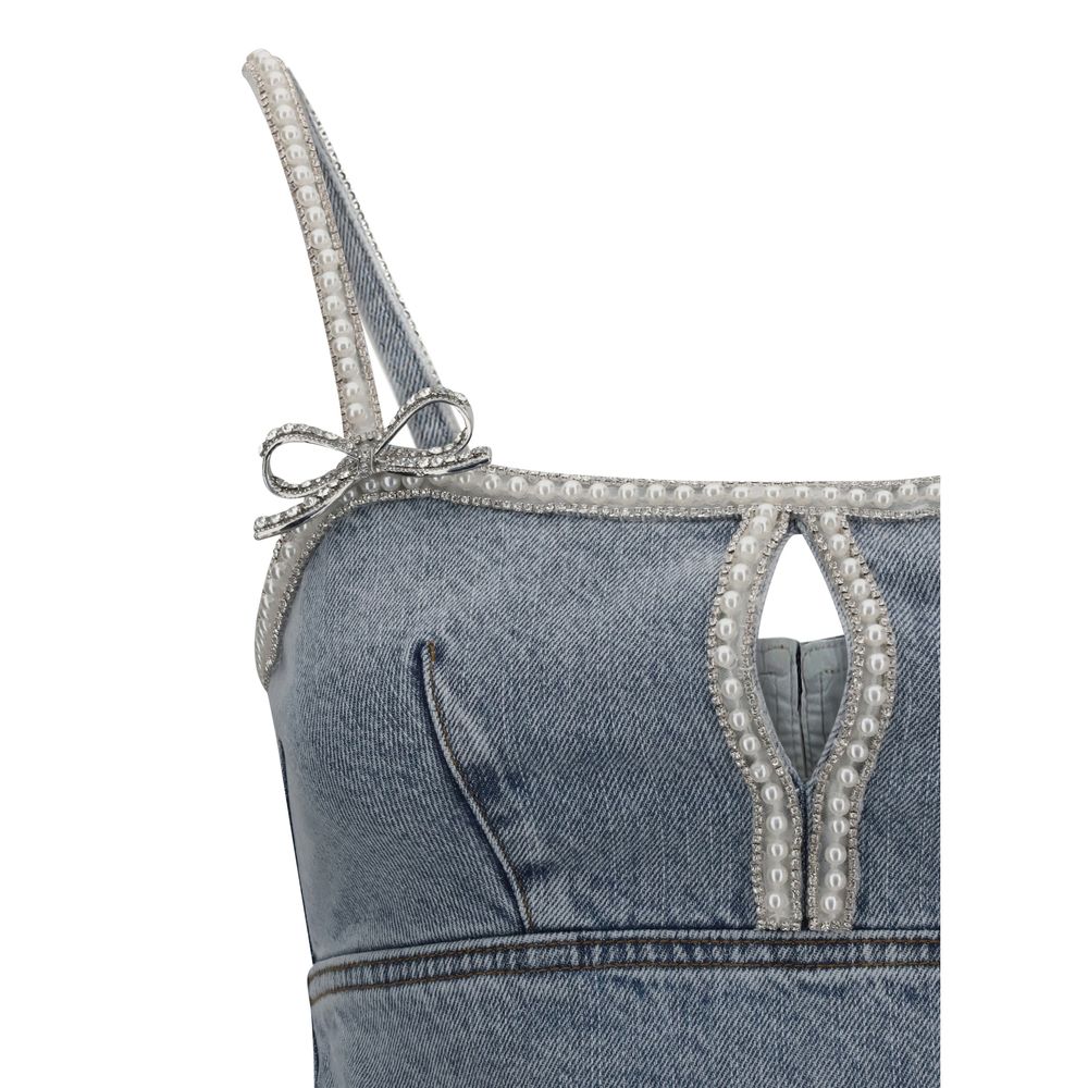 Denim mini Dress with pearls