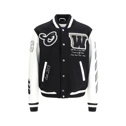 Leather and wool Varsity Bomber