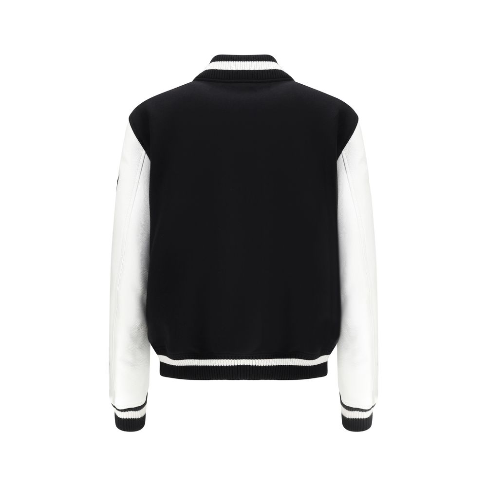 Leather and wool Varsity Bomber