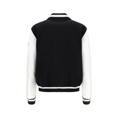 Leather and wool Varsity Bomber