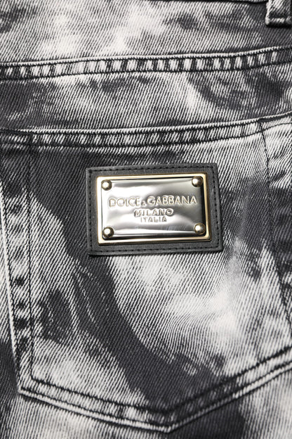 Black Tie Dye Straight Denim Jeans