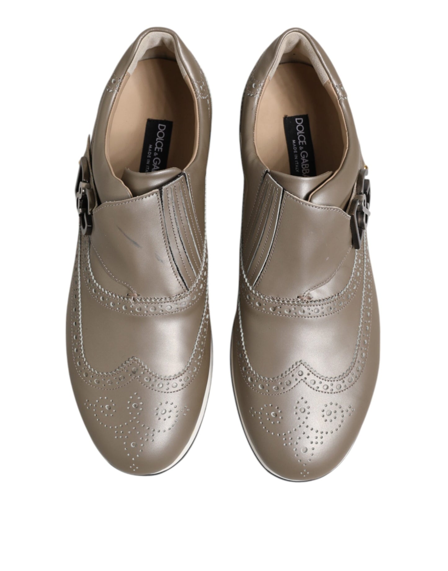 Brown Leather Men Low Top Sneakers Shoes