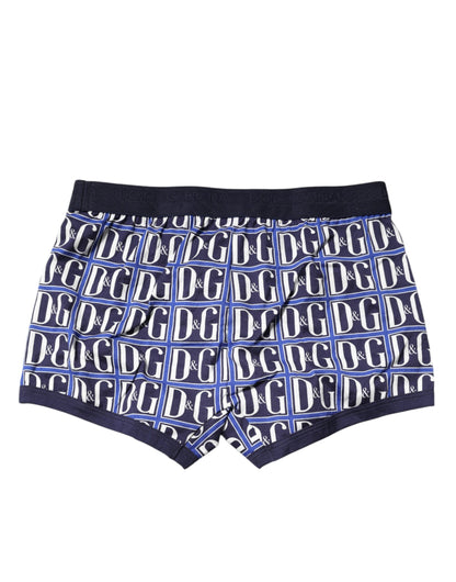 Blue Logo Print Regular Boxer Brief Underwear