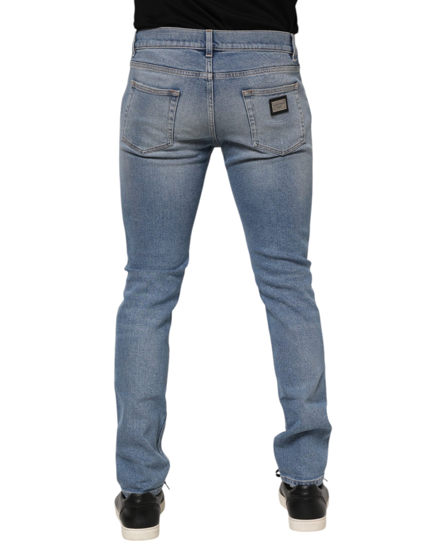 Dark Blue Cotton Logo Plaque Slim Denim Jeans