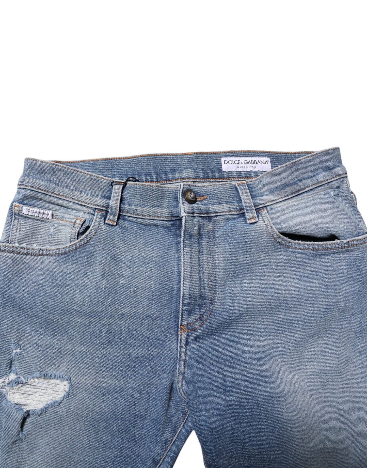 Dark Blue Cotton Logo Plaque Slim Denim Jeans