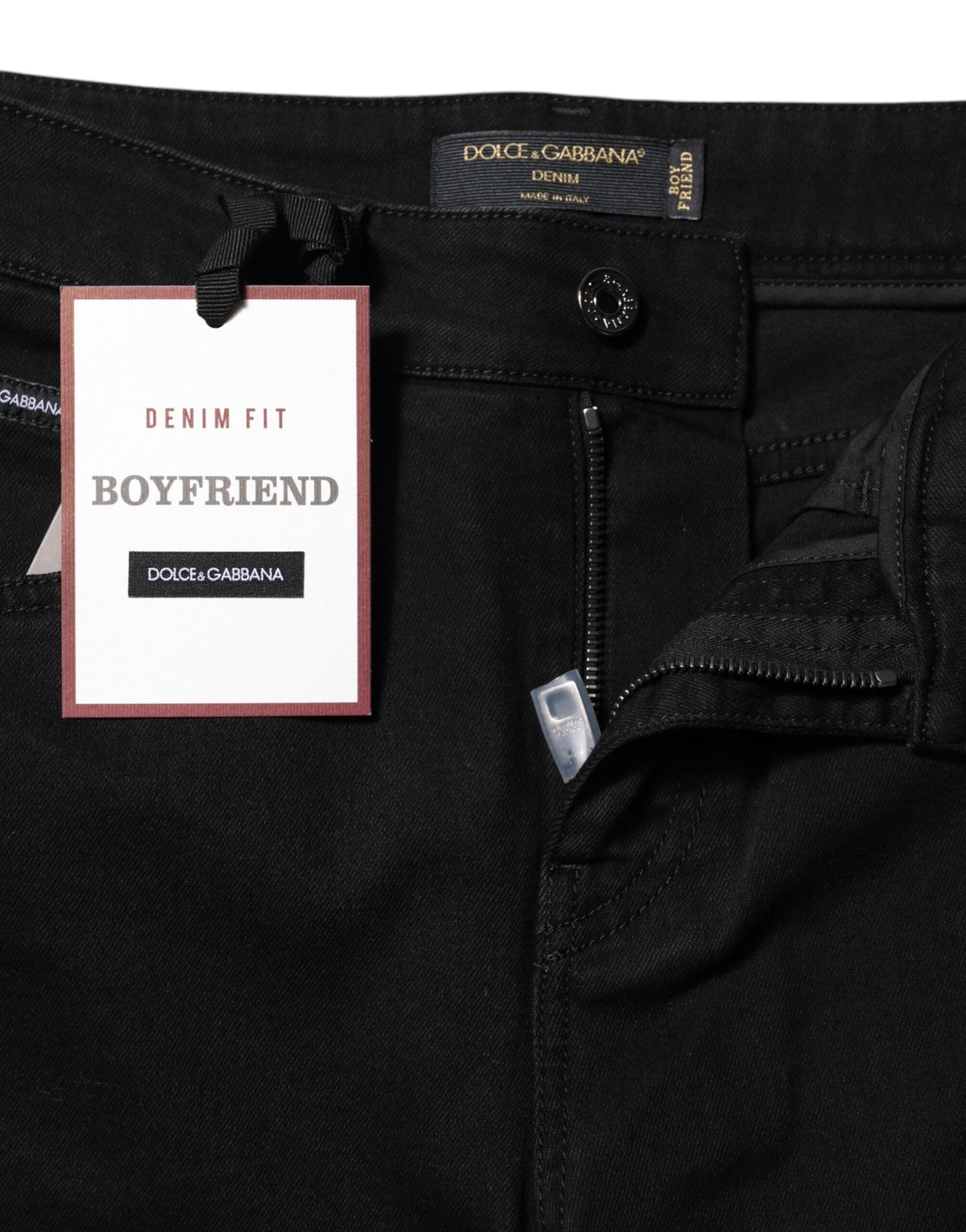 Black Boyfriend Cotton Mid Waist Denim Jeans