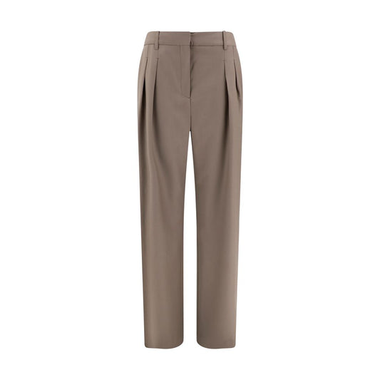 Bicolor Fleece Wool Flared Pants