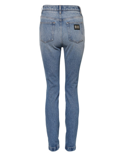 Blue Washed Skinny High Waist Denim Jeans