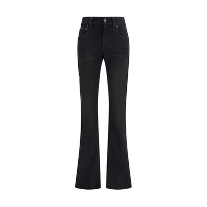 Black Cotton Bootcut Jeans