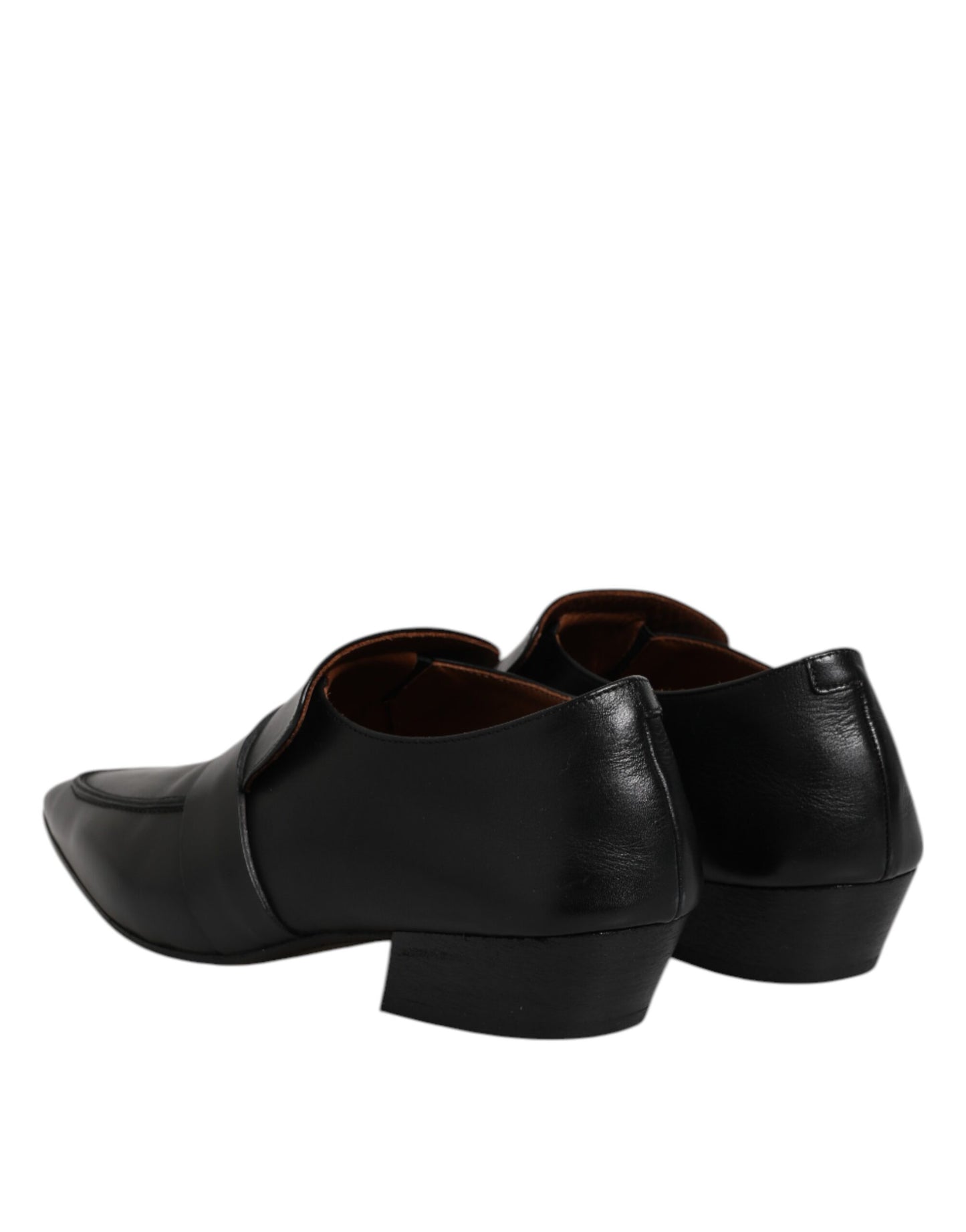 Black Soft Leather Loafer Pointed Toe Slip On Shoes