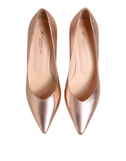 Pink Leather Pumps Stiletto Heels Slip On Shoes
