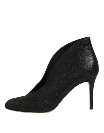 Metallic Black Pump Stiletto Heels Shoes