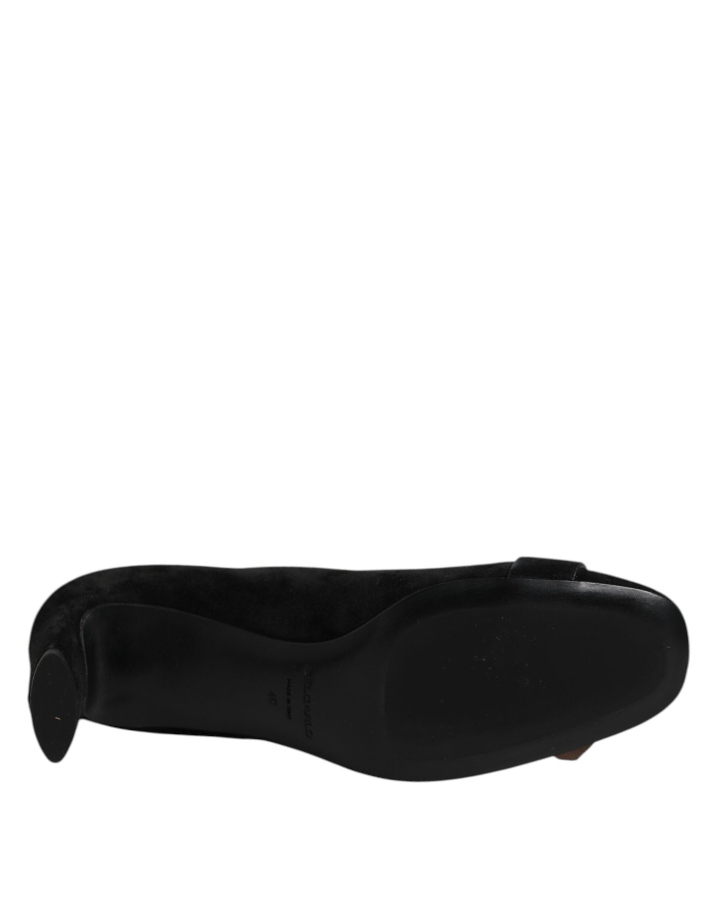 Black Suede Leather Slip On High Heels Pump Shoes